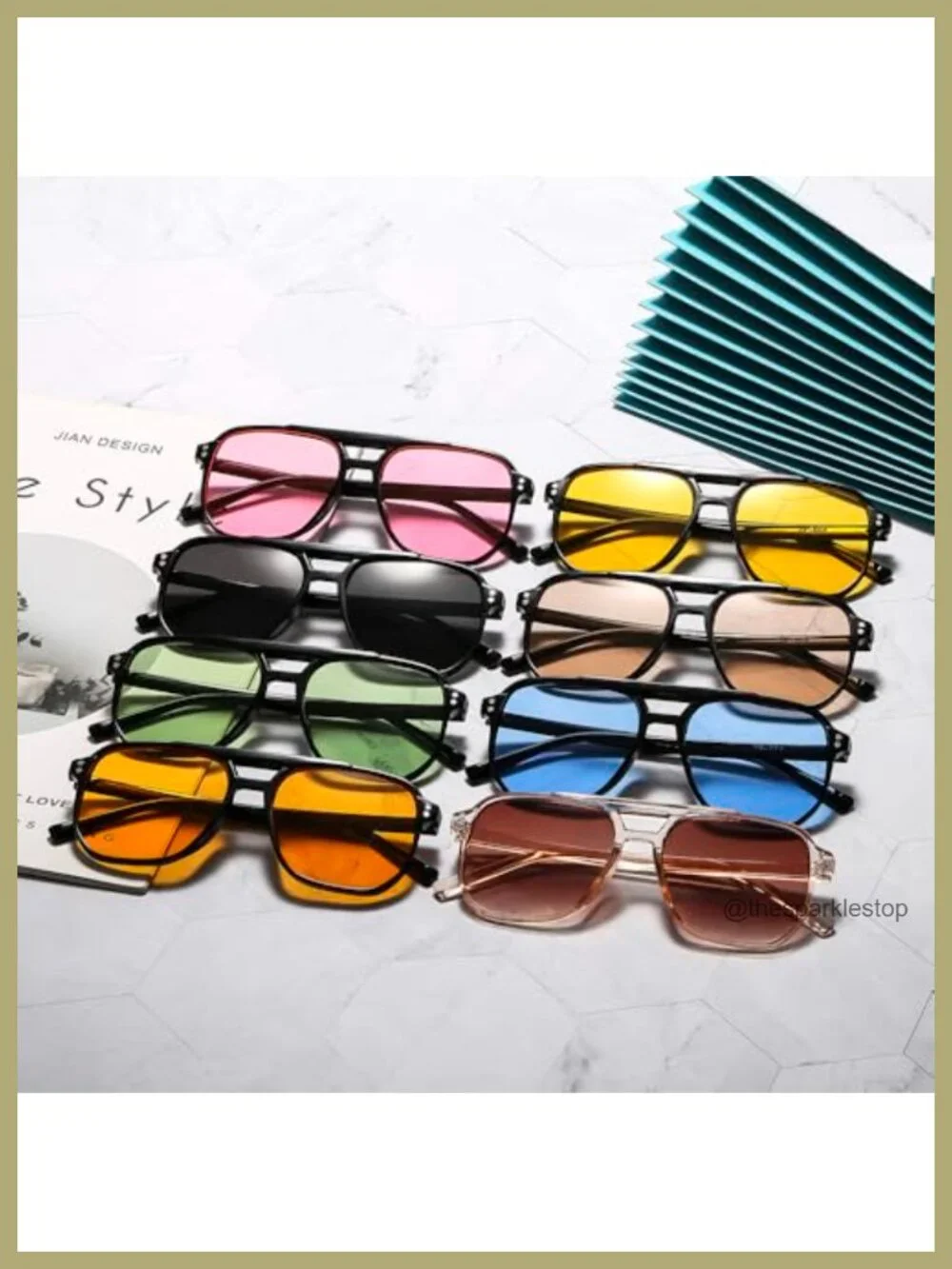 8 Pack Retro Square Aviator Sunglasses UV400 Unisex Oversized Shades